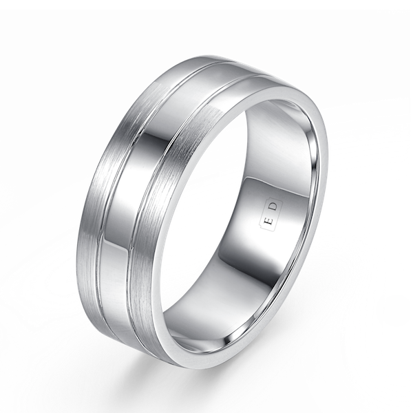 Wide Rim 3 Band Focal Wedding Ring | England Diamond Co.